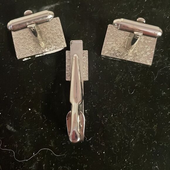 Vintage MCM Shakespeare comedy/tragedy theater masks tie bar & cuff links - Picture 6 of 11